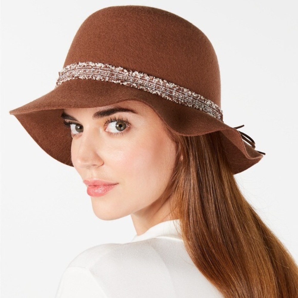 Nine West Wool Felt Raw-Cut Cloche Hat